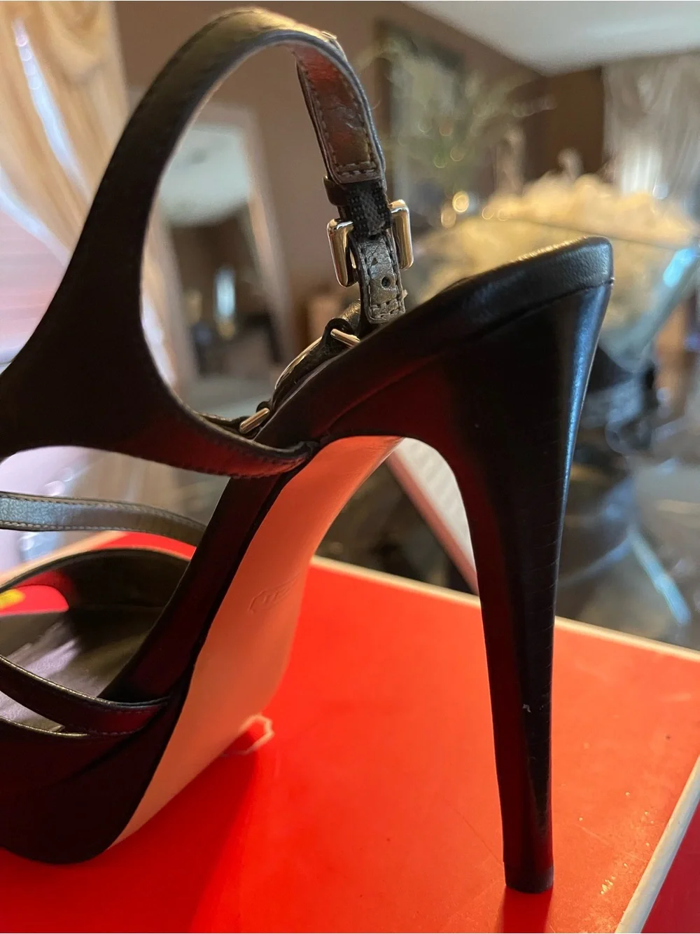 Coach Black Leather Platform Sandals